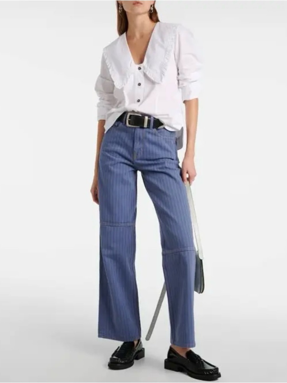 GANNI Izey Striped High-Rise Straight Jeans • 27